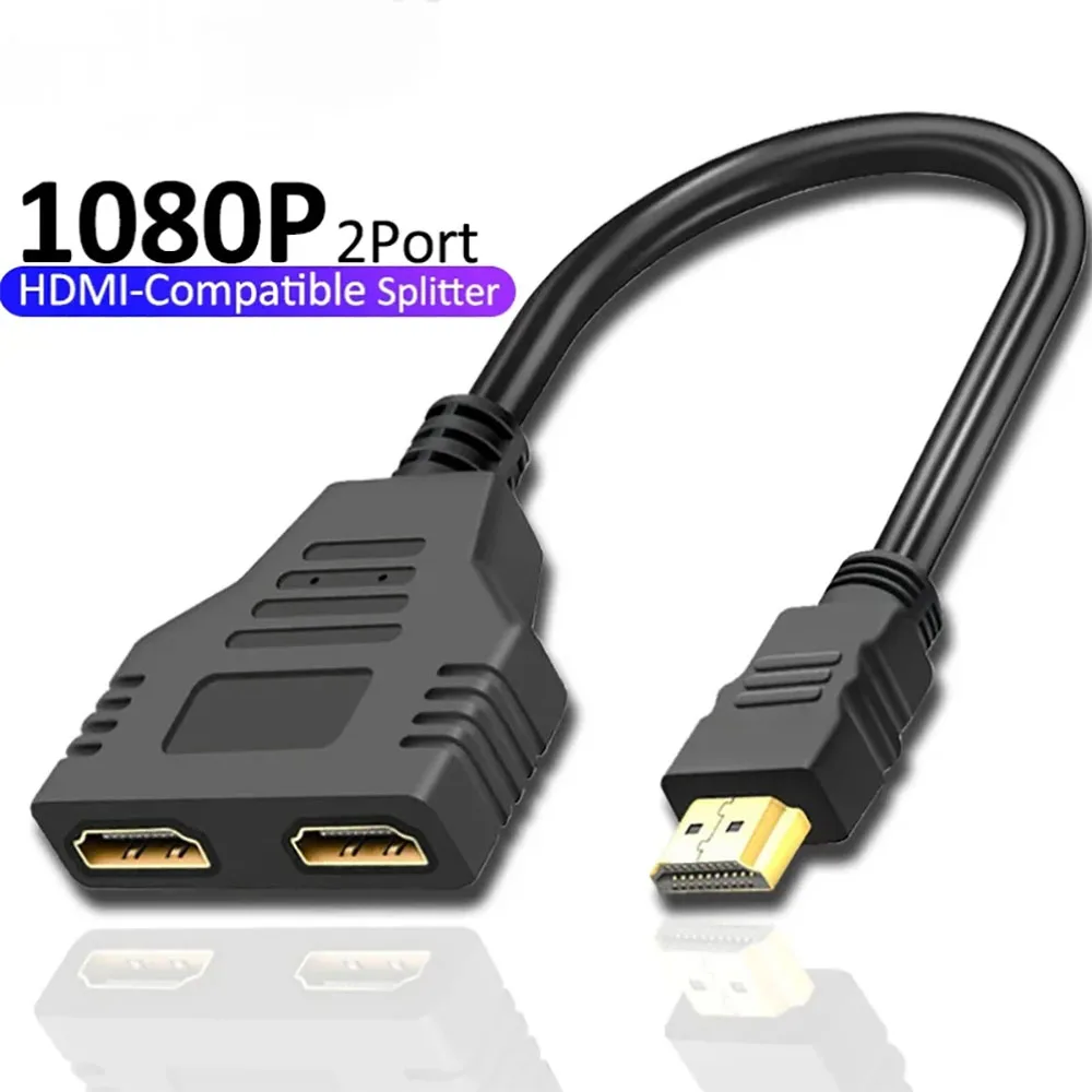 Boton De Youtube Cablecc HDMI Macho A 2 HDMI Hembra 1 En 2 Salidas Divisor Adaptador Convertidor Splitter Hdmi