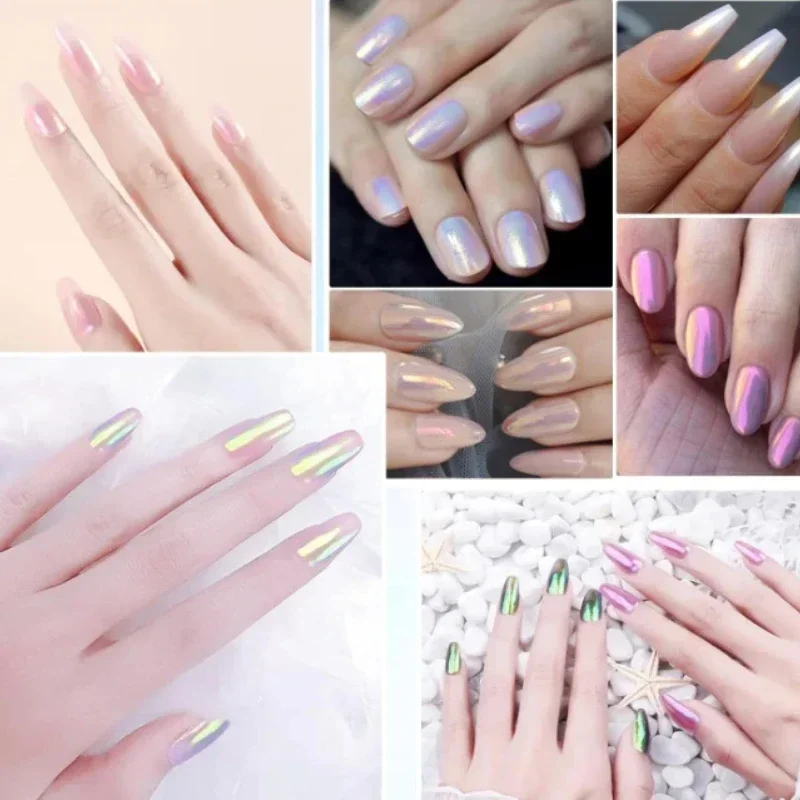 Moonlight Mirror Nails Powder Metallic Chrome Effect Pigments Gel Polish Laser Dust Glitter Aurora Shiny Pearl Nail Manicure