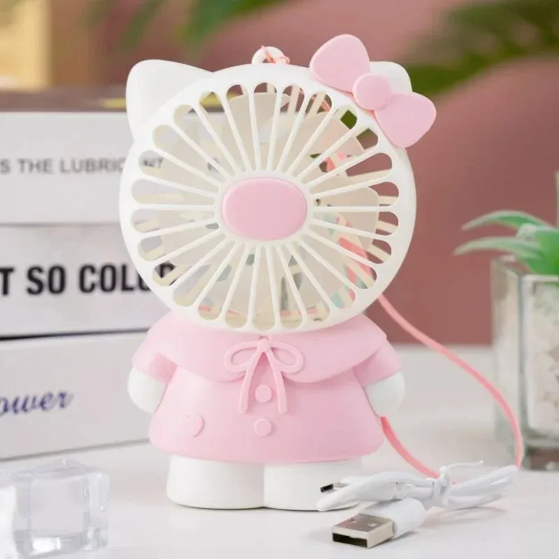 Nuovo Sanrio Hello Kitty Creativo Carino Ventilatore portatile portatile Animazione personalizzata Periferica Kawaii Mini Silenzioso Piccolo ventilatore Regalo