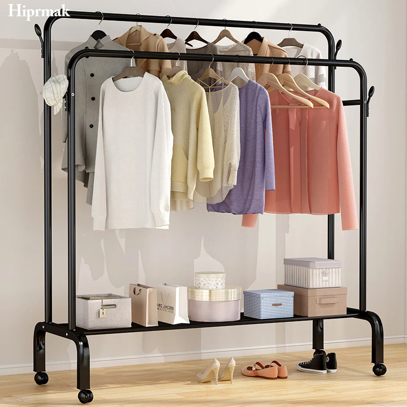 Clothes Rack Stand Simple Coat Rack Clothing Rack with Wheels Metal Clothing Rack Shoe Rack Clothes Hanger Stand Storage Shelf 1