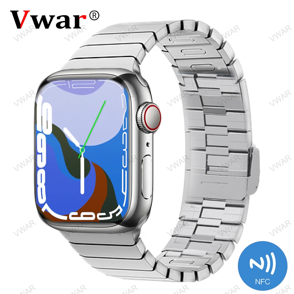 Vwar FLY7 Pro Smart Watch Series 7 Always on Display NFC Bluetooth Call 45mm Smartwatch Wireless Charging for iPhone Android