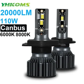 YHKOMS 자동차 조명 Canbus H4 LED H7 20000LM H11 LED 램프, 자동차 헤드라이트 전구 H1 H3 H9 9005 9006 HB3 HB4 5202 9007 H13 안개 12V