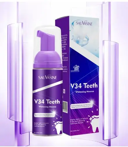 V34 Whitening Toothpaste Removal Plaque Stain Purple Corrector Teeth Enamel Care Easy Reduce Yellowing Oral Clean Care New teeth whitening product teeth whitening essence teeth health product
