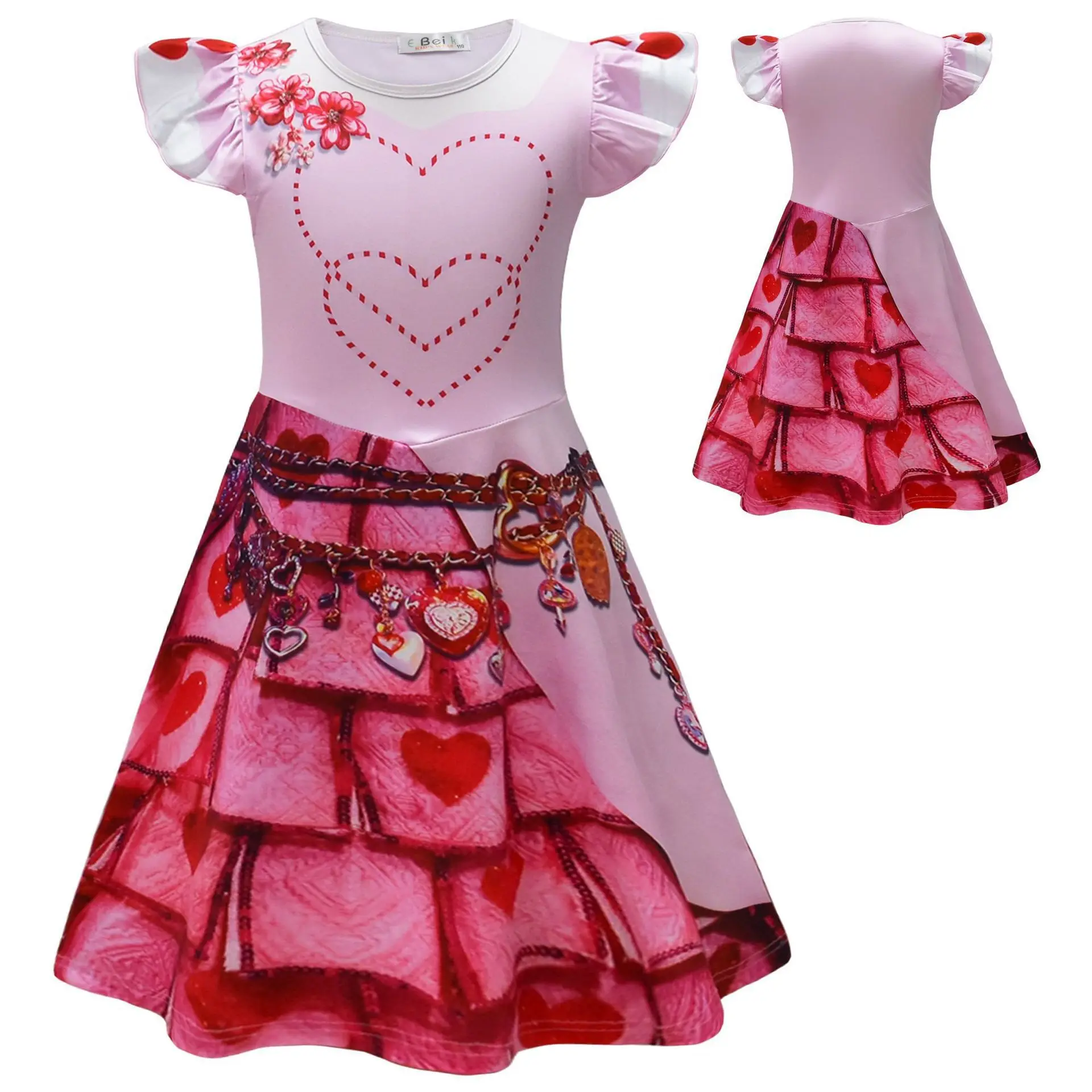 thumbnail image 2 of Disfraz de Cosplay rojo de Descendants 4 para niñas, disfraz de Cosplay de The Rise of Red Chloe, traje de fiesta de Halloween de princesa para niñas, 2 of 4