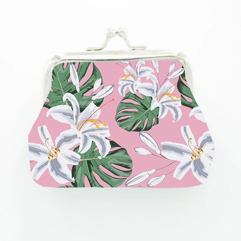 Leather Coin Purse Women Floral Mini Change Purses Kids Coin Pocket Wallets Earphone Key Card Holder Wallet Bag Pouch coin purse,coin wallet,change bag,women wallet,card wallet