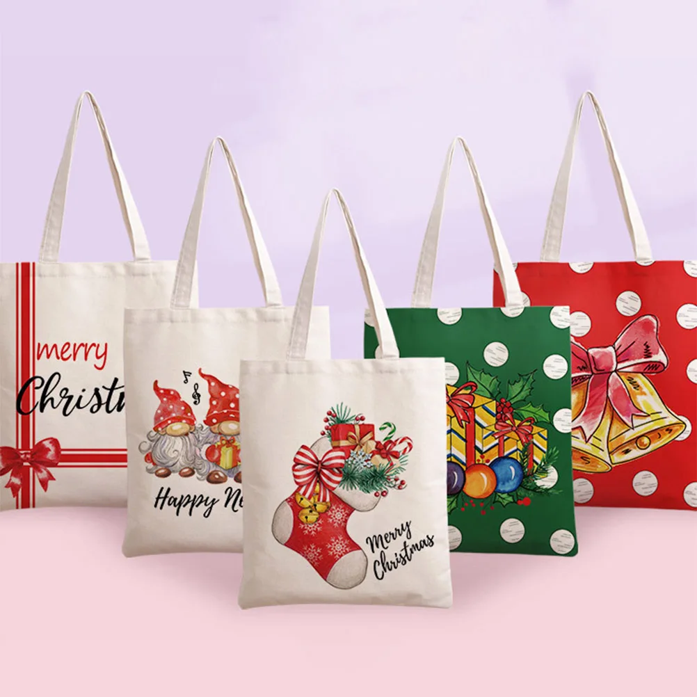 

Merry Christmas Women's Bag Casual Large Capacity Shoulder Bags Shopper Canvas Santa Claus Handbags