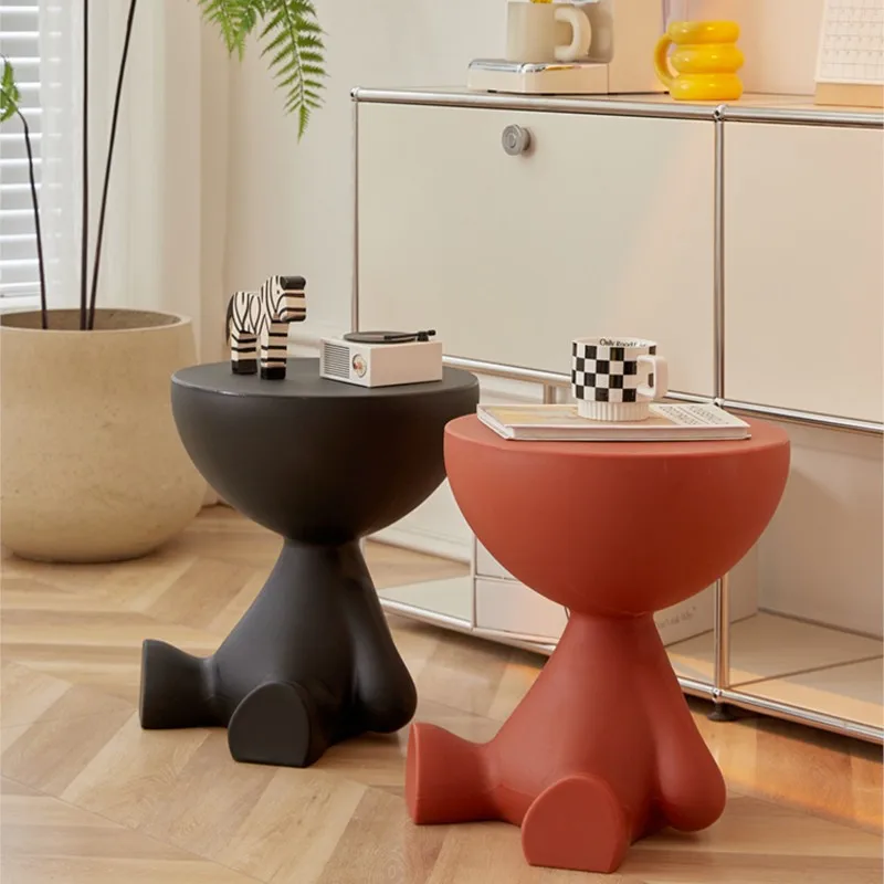 MOMO Cream Style Small Flat Tea Table Small Household Sofa Side Table Celebrity INS Designer Bedroom Plastic Cute Side side end table