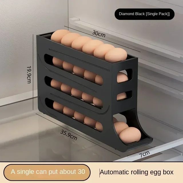 Boîte de Rangement d'emoufs pour Réfrigérateur, Distributeur à Roulettes à 4 Niveaux, Porte-emoufs à Défilement existent pour la Cuisine 1