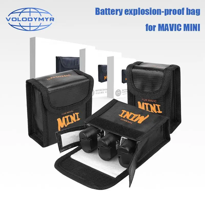 VOLODYMYR Battery Safe Bag Storage Sack Pouch Fireproof Protective Guard for 3Pc Li-po Battery Protection for DJI Mavic Mini