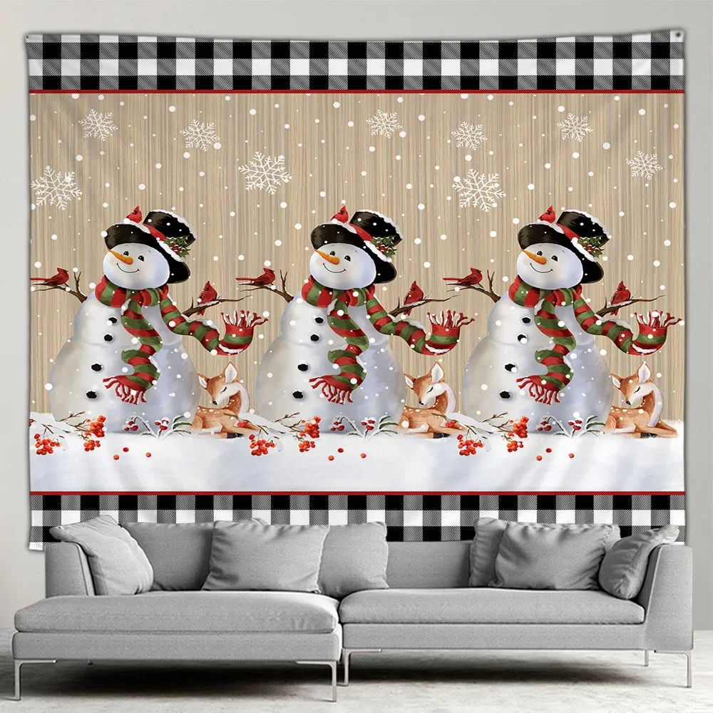 Tentures Murales De Noël Joyeux Noël Arbre Cheminée - 200 X 150 Cm, Polyester, Coloré, Pour Salon Chambre