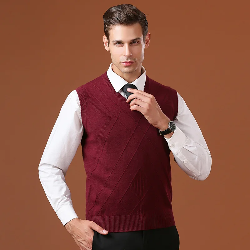 Description Picture 6 of itemMens Knit Sweater Vest Fashion Men's Striped Pullover Sweater Hem Gentleman Slim Fit Casual Sweaters Sleeveless Men Clothes