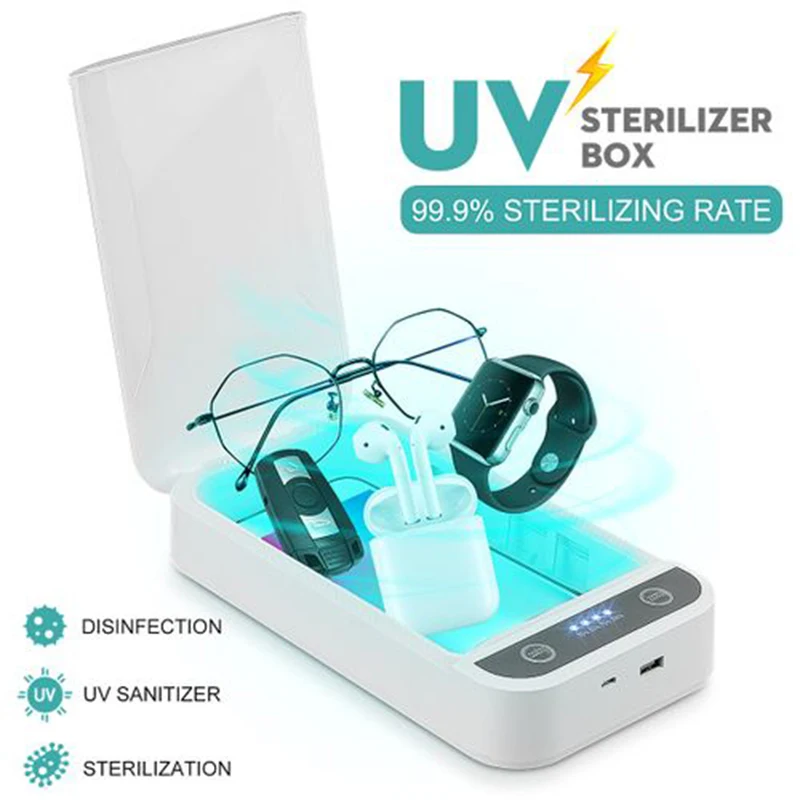 Electric UV Sterilizer Box Aromatherapy Machine for Nail Tool Anti Bacteria Disinfection Box Mobile Phone Wireless Charger