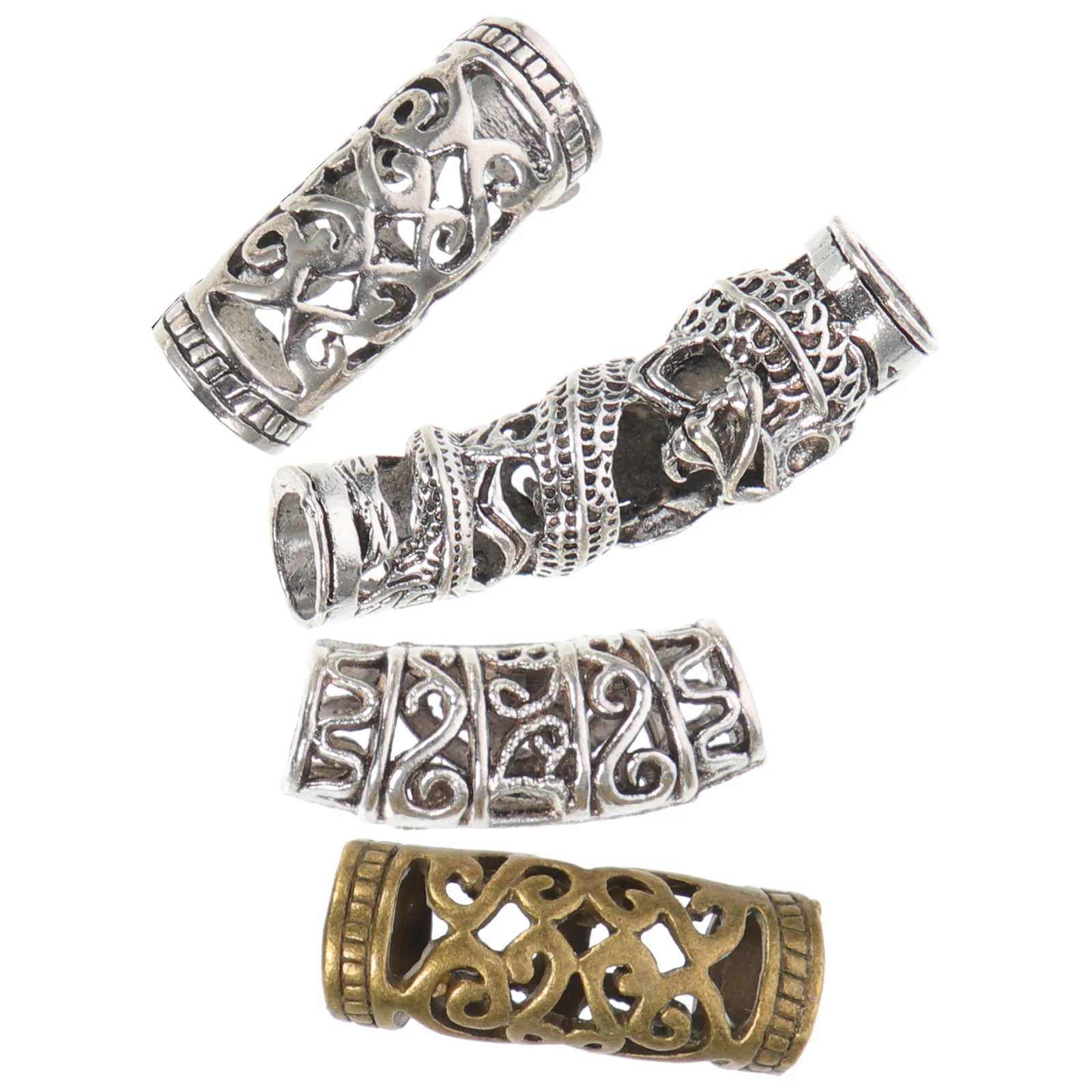 

4 Pcs Hair Braid Rings Dread Locks Dreadlocks Braiding Beads Cuffs Filigree Tube