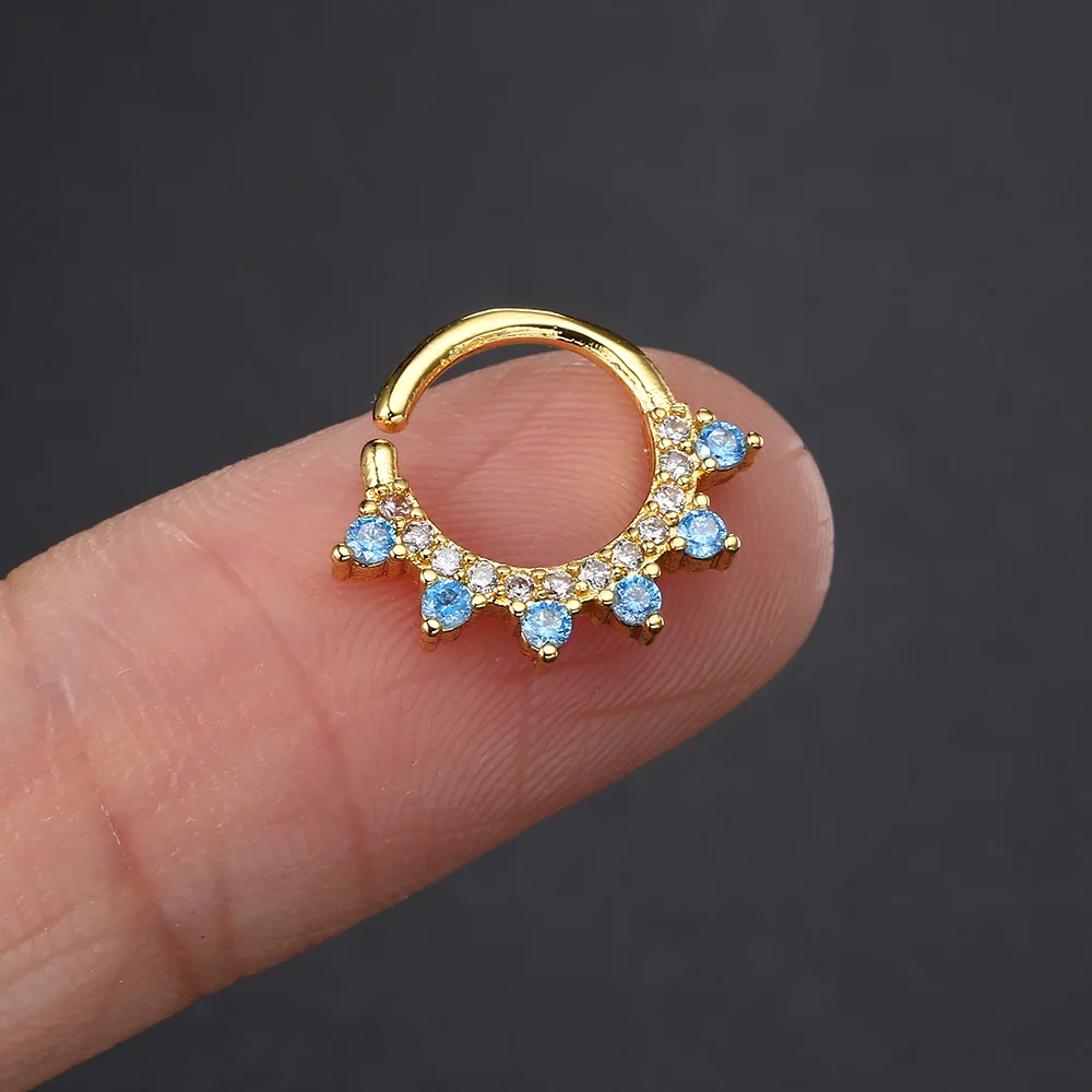 Ear piercing jewelry 1PC Septum Conch Tragus Crown Star Zircon Gold Color Helix Daith Lobe Cartilage Piercing Earrings for Women