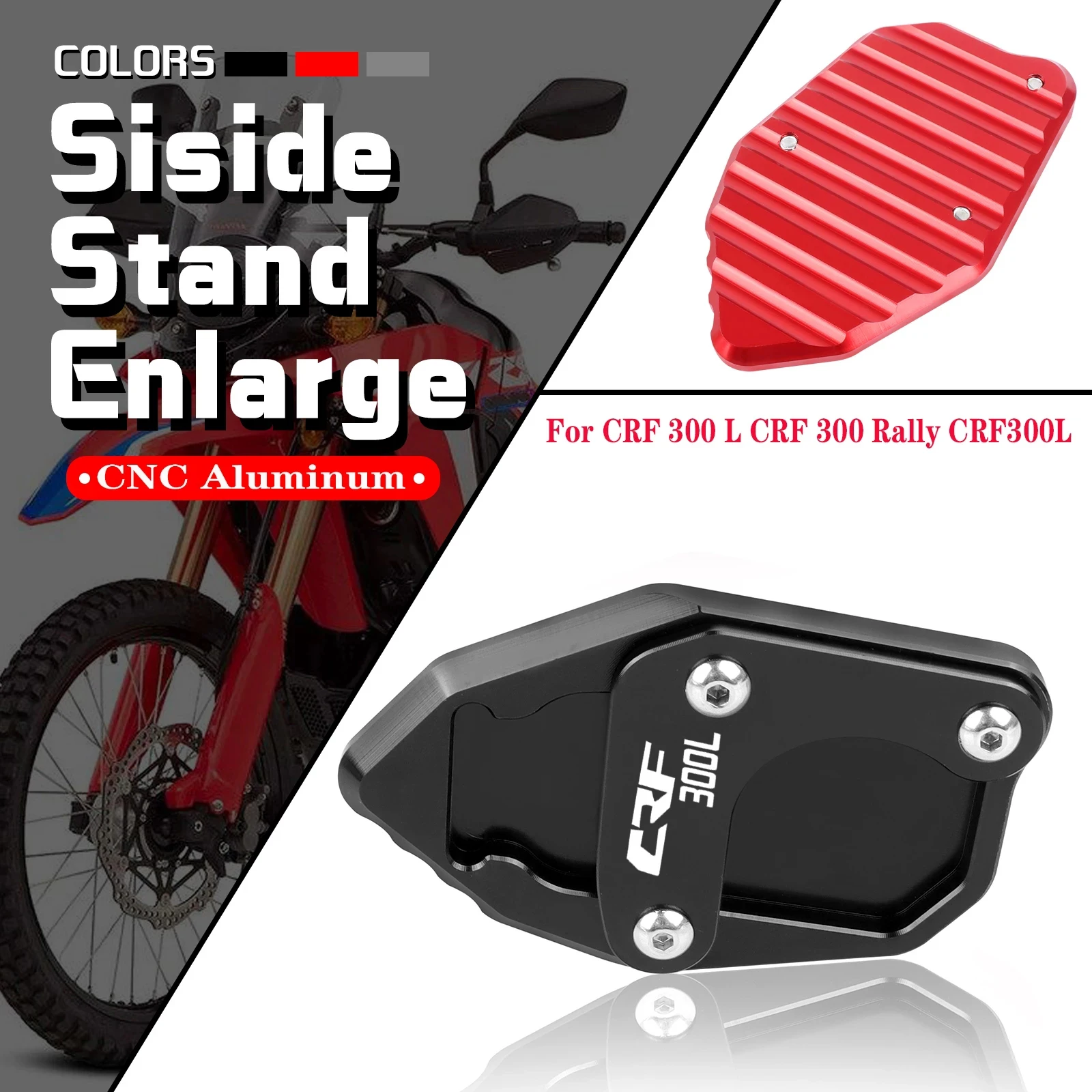 Side Stand Foot Enlarger CRF300L Rally 2021-2022 CRF300L Rally Extension Enlarger Plate xitomer Side Stand Enlarger Fit for CRF300L 2021 2022 Motorcycle Kickstand Extender CRF300L 2021-2022 