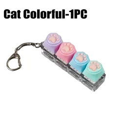 Compact LED Keychain with Clickable Buttons - Stress Relief Desk Accessory & Office Decor Gift (Cat Colorful - 1PC)