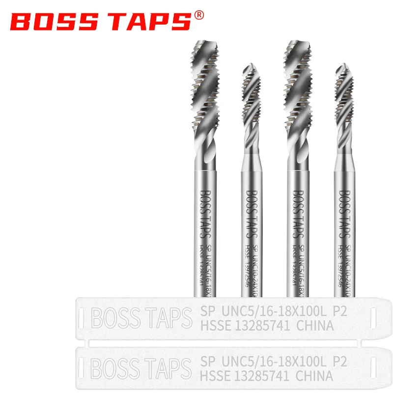 HSSE-M35 JIS Standard Long Shank 100MM Spiral Fluted Tap UNC 2-56 6-32 8-32 1/4 UNF 10-32 Machine Sc