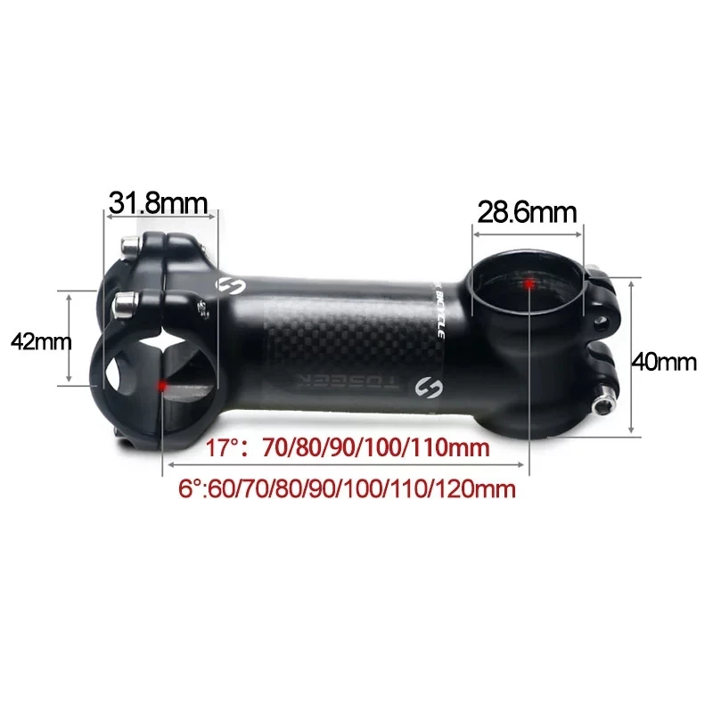 Bicycle Stem TOSEEK Bicycle Handlebar Stem Carbon Aluminum Road MTB Bike Stem Ultralight 31.8 MTB Power 6/17degree Bike Table Cycling Part