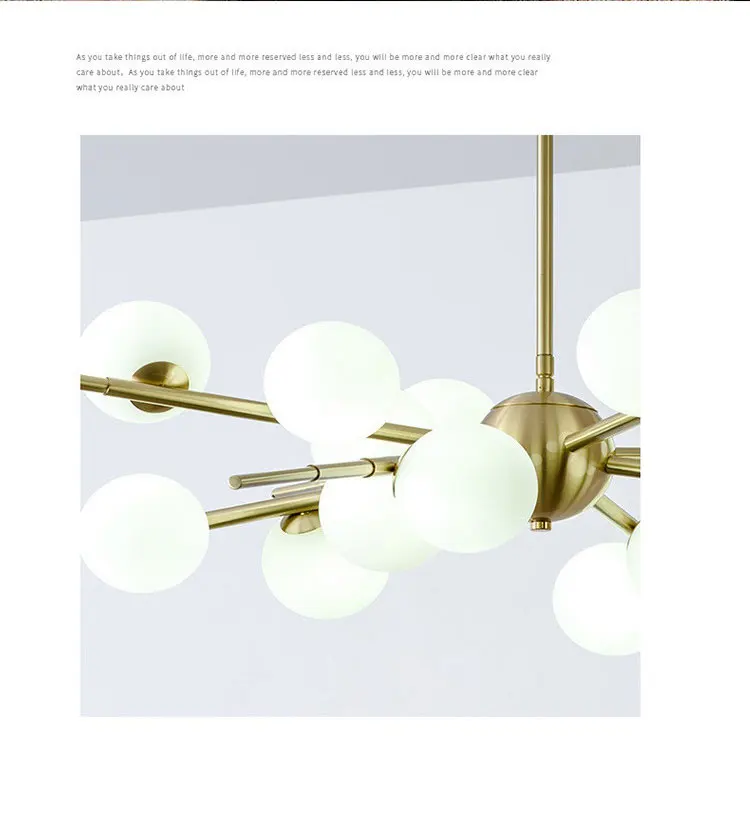 Description Picture 3 of itemNordic LED Glass Ball Chandeliers Home Decor Indoor Pendant Lights Hanging Light For Living Dining Room Ceiling Mounted Lustre