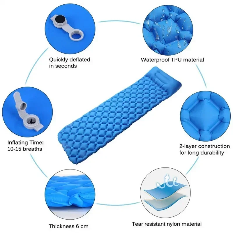 Sleeping Pad Ultralight Inflatable Sleeping Pad for Camping Ultralight Waterproof Mat W/Pillow Hammock Mate air sofa inflatable sleeping pad inflatable sofa bed