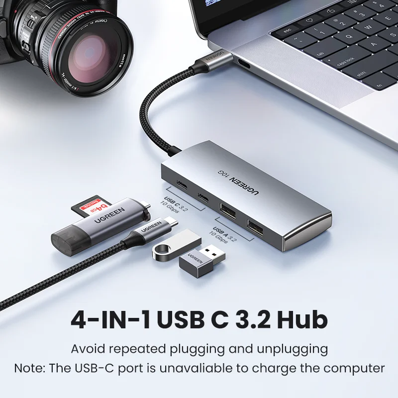 Ugreen Usb c Hub 10gbps Tipo-c 3.2 Gen2 Usb Divisor Usb c Usb um Hub Porta Usb 3.2 para Macbook Pro tipo de ar Adaptador Multiport c - Imagem 2