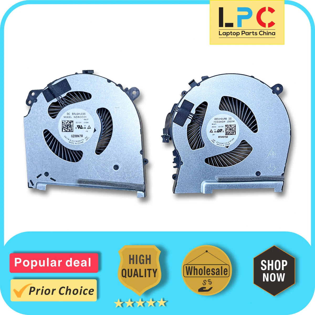 CPU GPU Cooling Fan 1 Pair for HP Omen Air 15-DH ND8CC01-18L06 ND8CC01-18L07 DC 12V 0.6A New Laptop Cooler Radiator Heat Sink