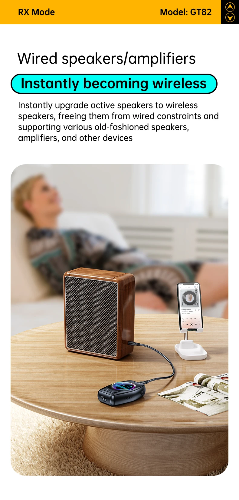 AUX Bluetooth 5.4 Audio Adapter Receiver Transmitter 4 in 1 With Display Screen