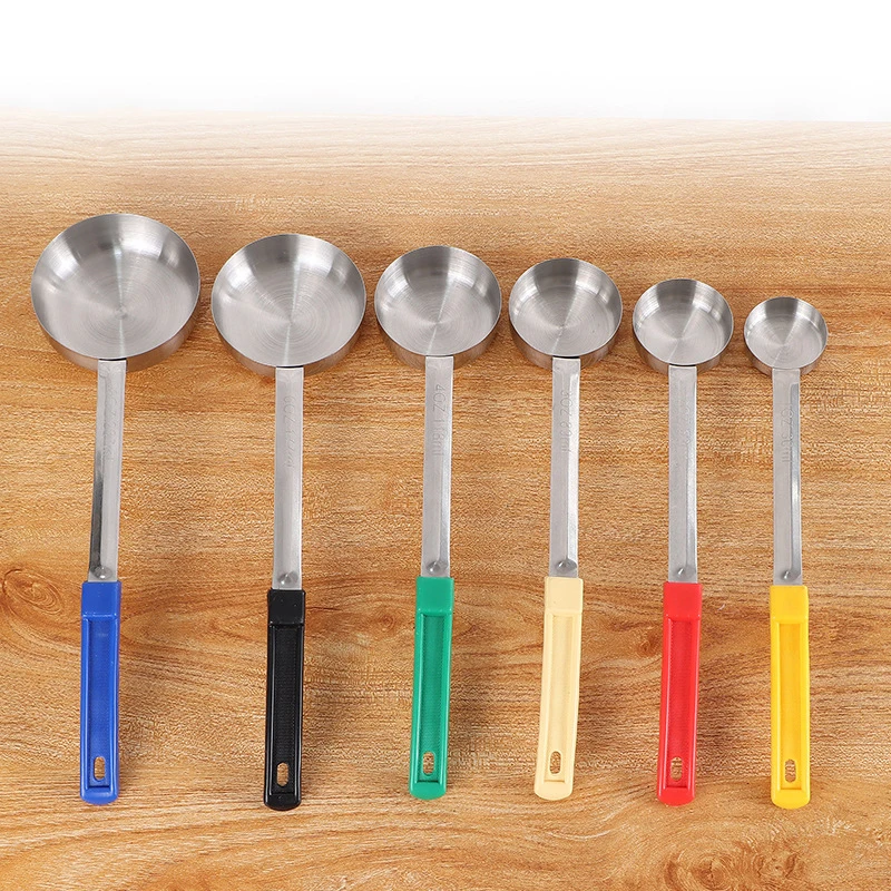 Stainless Steel Sauce Spoon Long Rubber Handle Anti-Hot Pizza Spread Ladle Measuring Soup Spoon