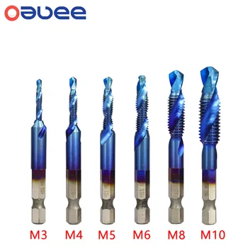 New Titanium Plated Hex Shank HSS Screw Thread Metric Tap Drill Bits Screw Machine Compound M3 M4 M5 M6 M8 M10 Hand Tools