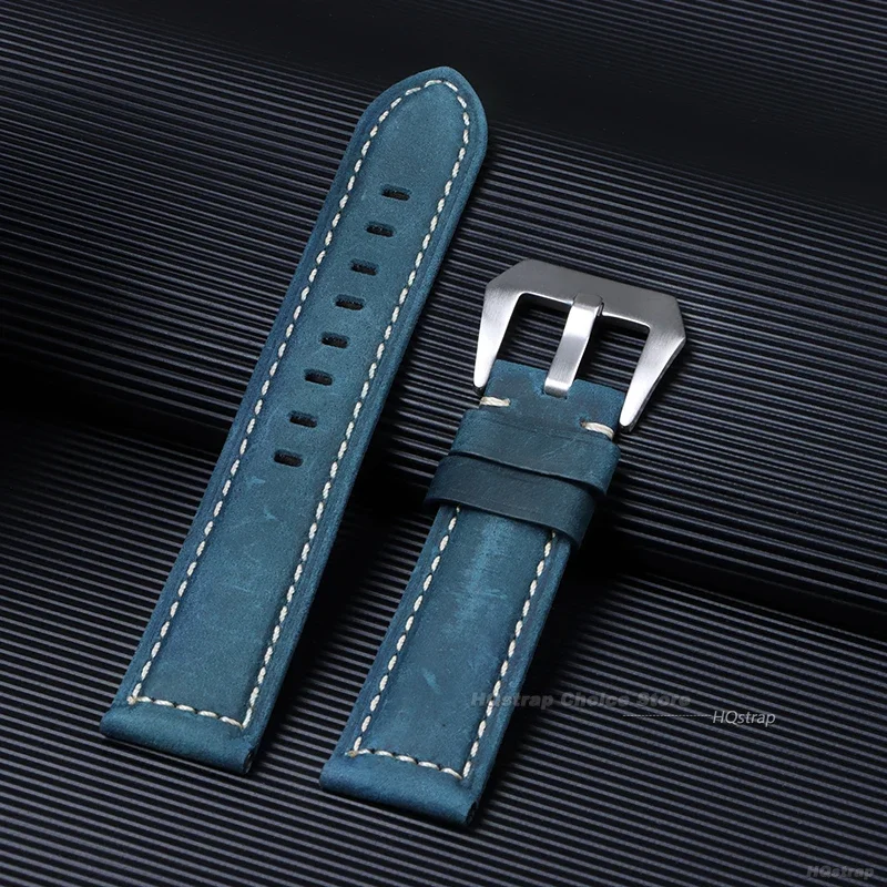 Vintage Matte Genuine Leather Watchband Bracelet - Black, Blue, Brown
