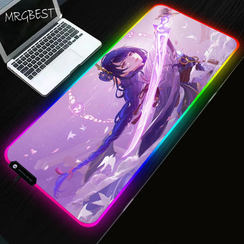 Коврик Baal Raiden Shogun rgb Genshin ударопрочный Настольный ПК-геймер сексуальный Аниме для