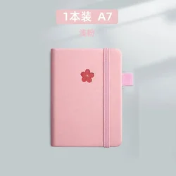 Compact Handmade Leather Pocket Notebook - 100 Sheets Portable Notepad for Travel, Diary, and Planning (Light pink)