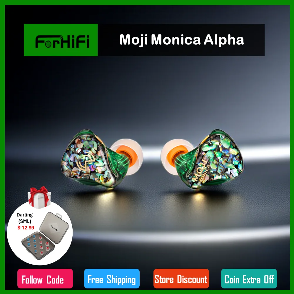 

Moji Monica Alpha 2EST+1DD +2BA Monitor Earphone Hybrid IEMs with Detachable Cable Earbuds