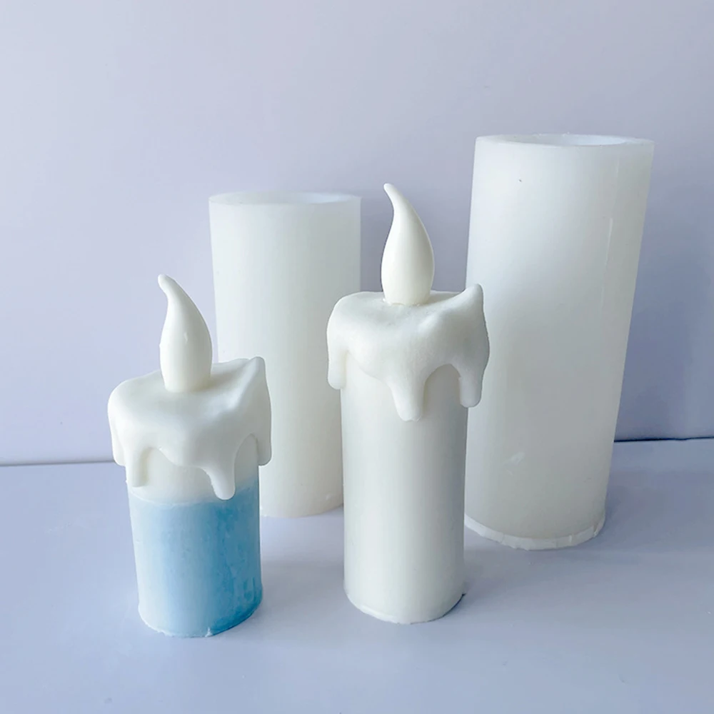 

3D Simulation Long Candle Mold DIY Handmade Soap Gypsum Clay Resin Crafts Making Silicone Mould Home Decoration Ornaments