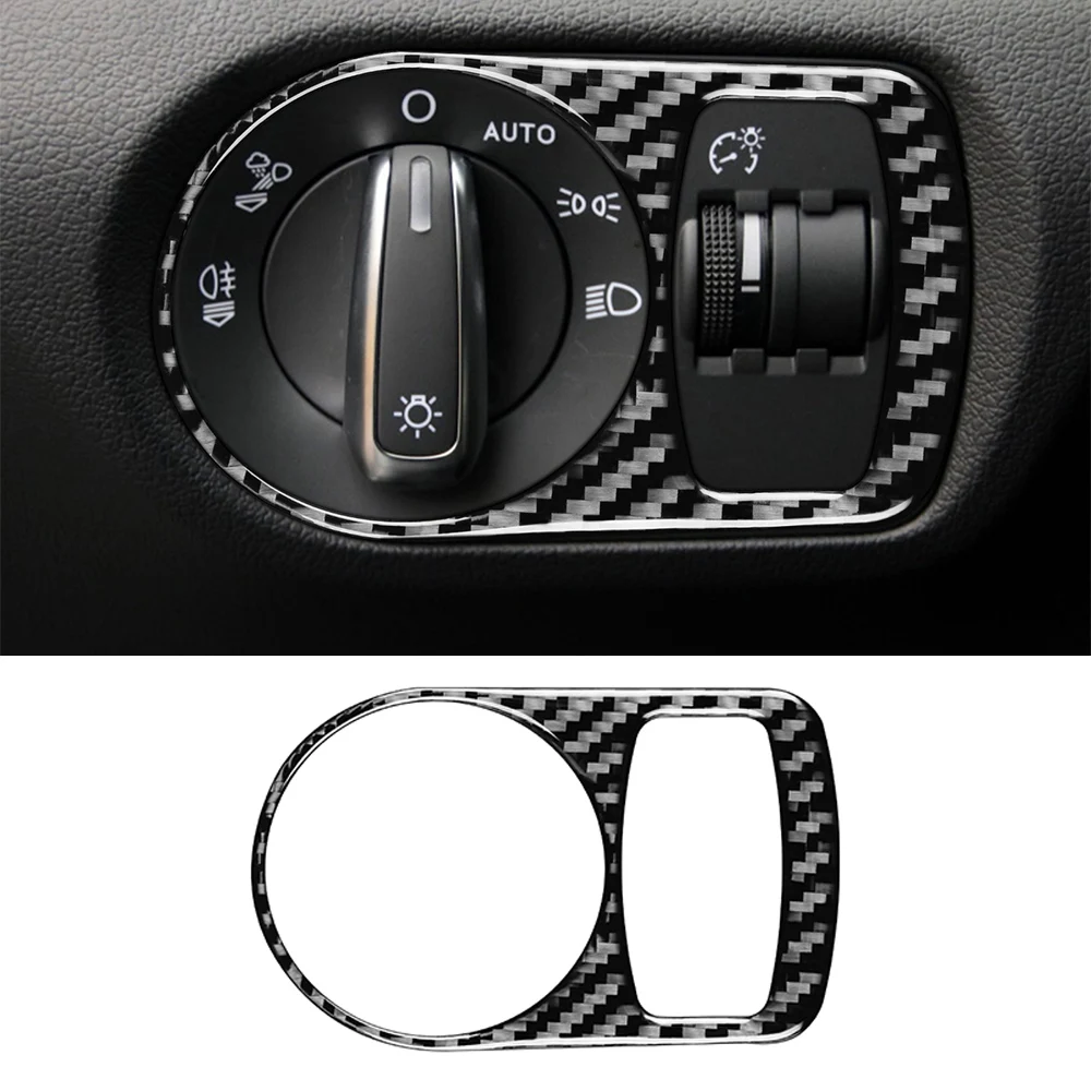 

for Audi Q3 2013-2018 Car Headlight Switch Panel Decoration Sticker Trim Decal Cover Car Interior Accessories Carbon Fiber