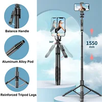 Selfie Stick Tripod Stand with Remote 60" Extendable Travel Phone Tripod for iPhone Android Camera 360° Rotation Video Recording - Image 2