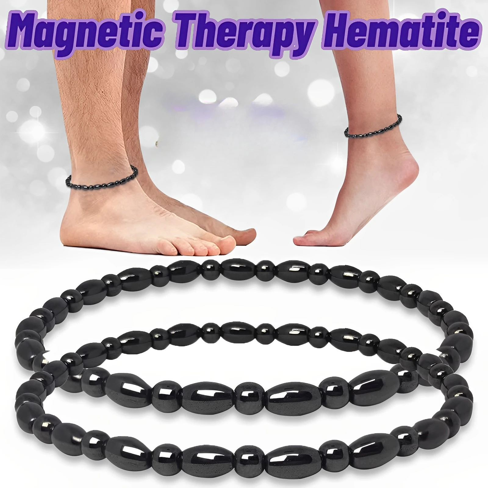 Magnetic Weight Loss Anklet Bracelet Black Gallstone Hematite Stimulating Acupoints Therapy Arthritis Pain Relief silver anklet bracelet ankle slimming bangle