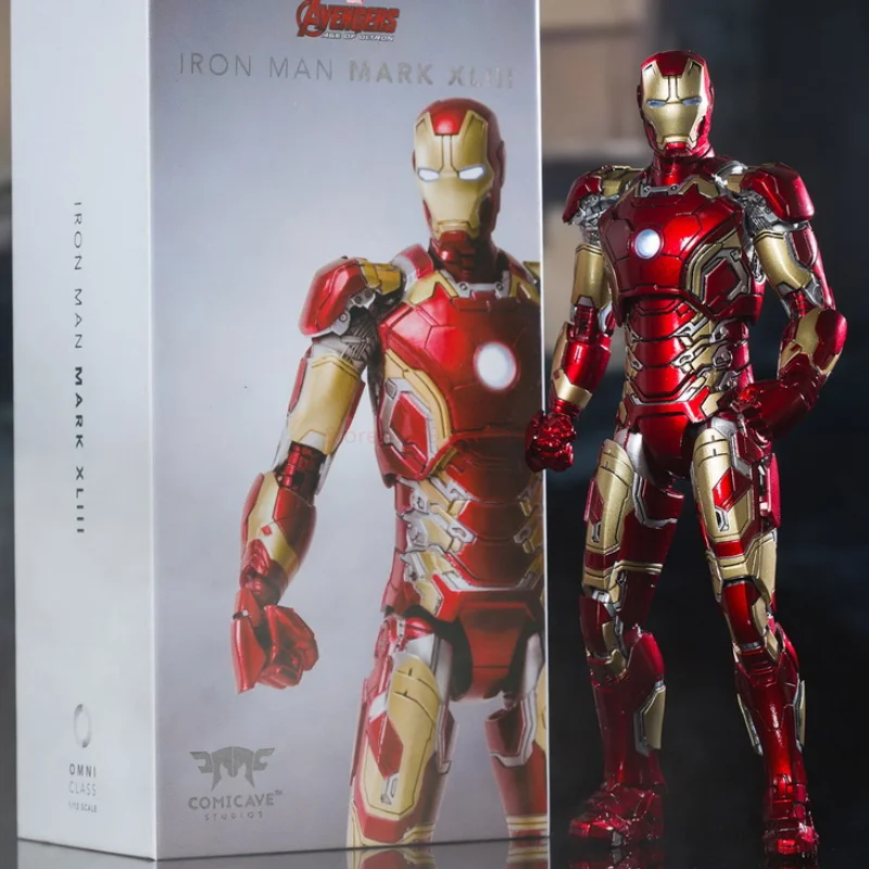 New Comicave Iron Man 1/12 Marvel Anime Figure Armor Mk43/42 Joint Movable  Led Model 75% Alloy Collectible Toys Gift