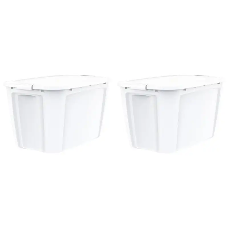 

44 Gallon White Plastic Latching Lid Tote Set of 2