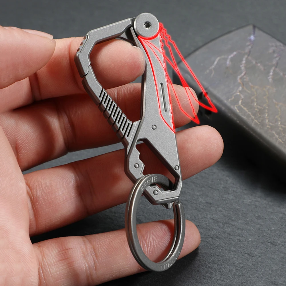 耐久性のあるチタンキーホルダー多機能屋外カラビナ車のキー