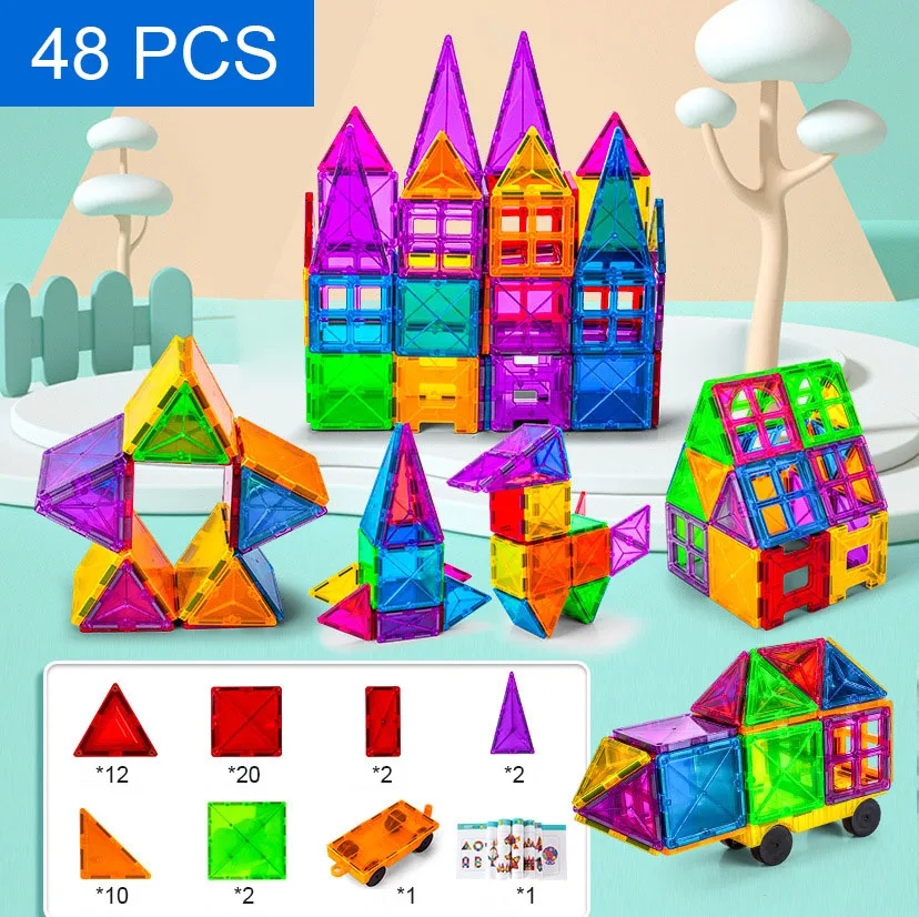 51 pièces-Bloc De Construction En Feuille Magnétique Pour Enfants ...