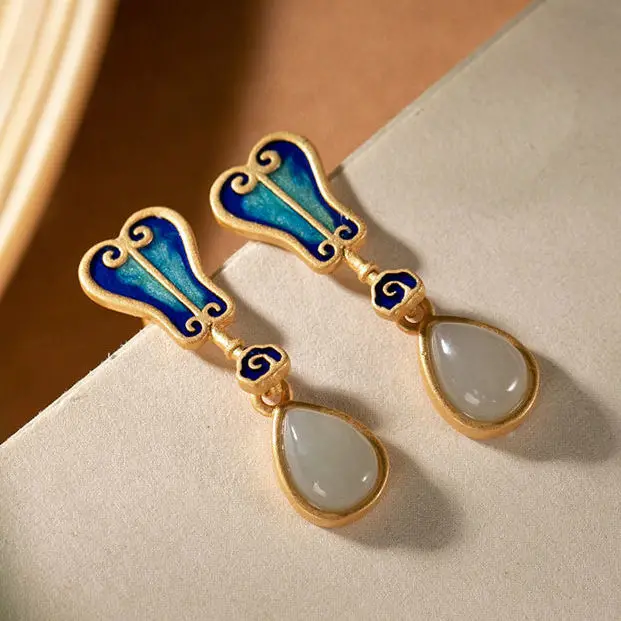 Pendientes De Fiesta Con Cristales Y Piedra Semipreciosa En Forma De Gota