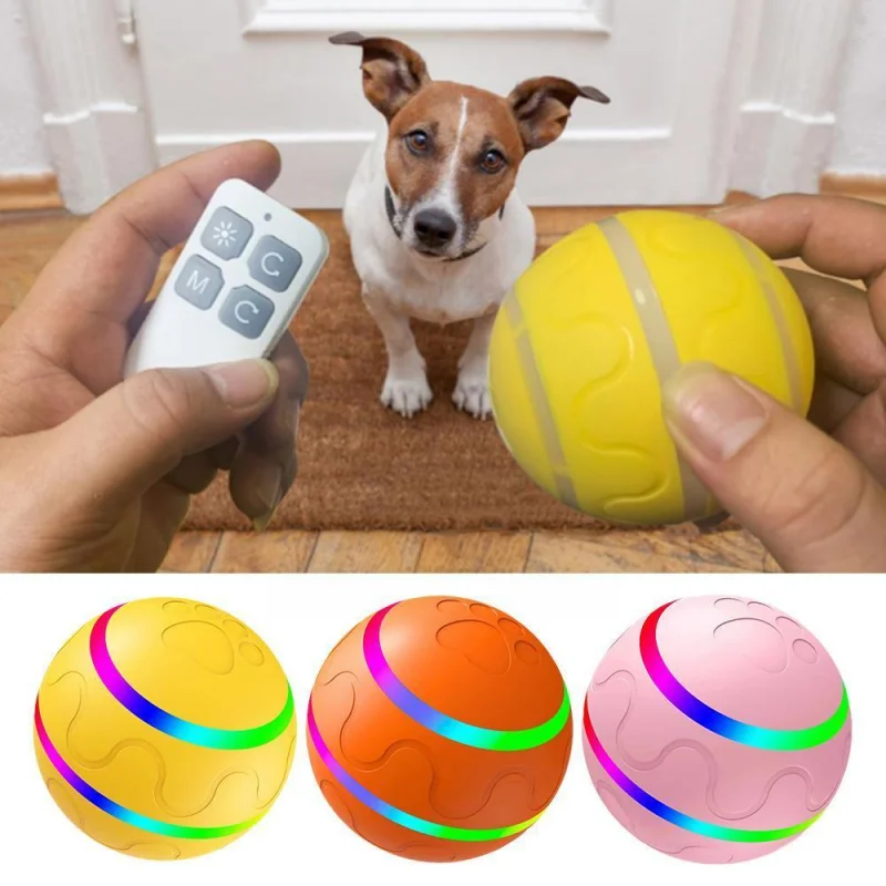 2025 Automatic Moving Dog Ball - Interactive LED Shaky Toy With Vibration  For Small Dogs & Cats (Orange) LED Dog Toy