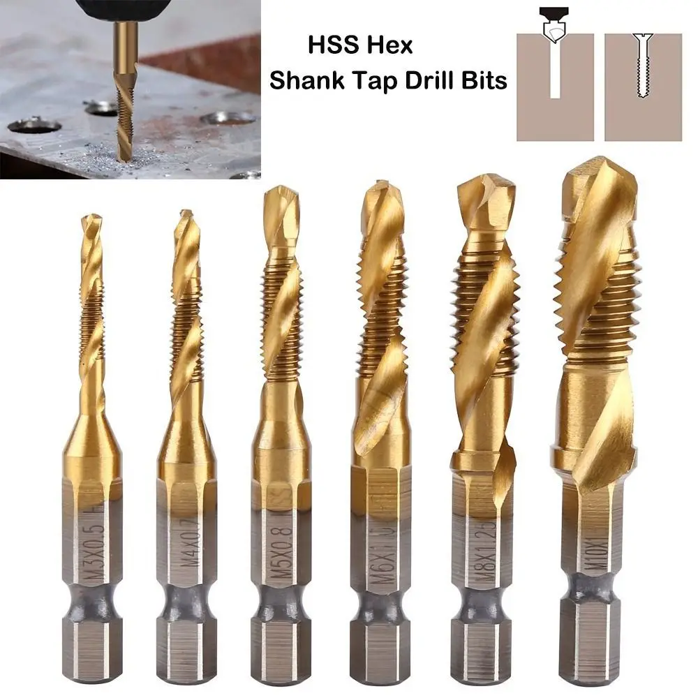 Titanium Plated HSS Metric Tap Drill Bits Set for Metal