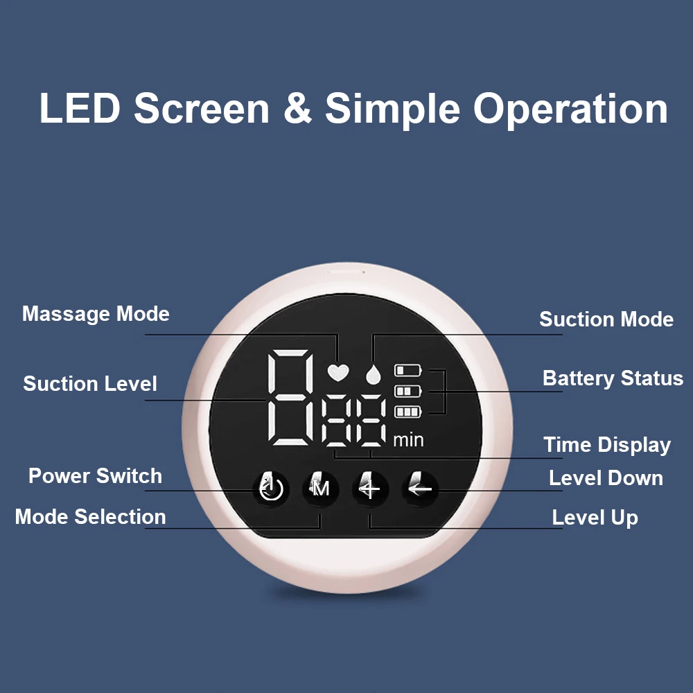 Electric Breast Pump Breast Pump with LED Screen Milk Puller for Breastfeeding Low Noise with 180ml Milk Bottle BPA-free 4