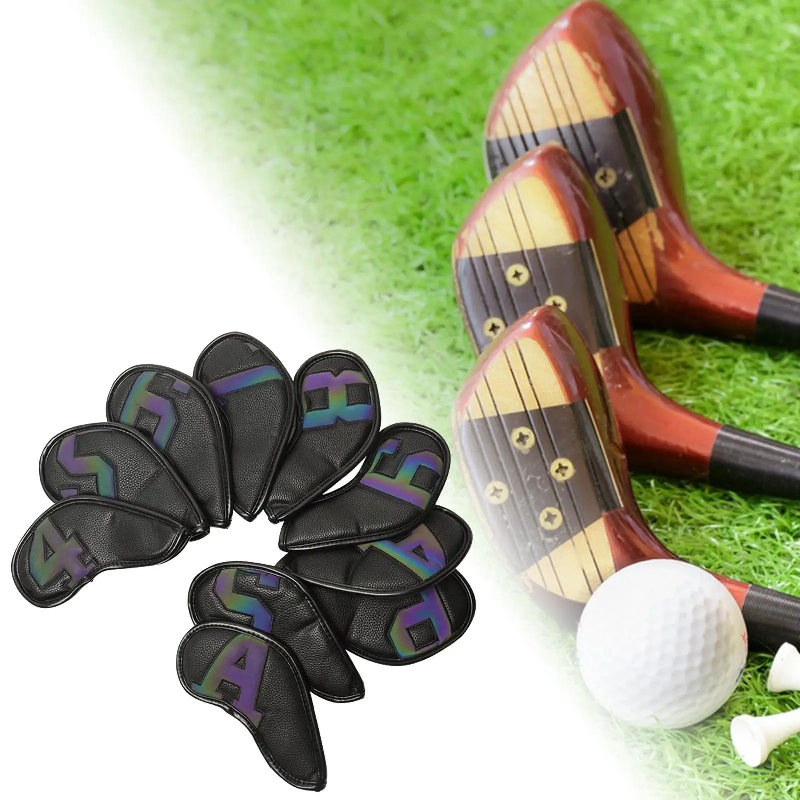 

10x Golf Club Head Cover Protection Guard Durable Golf Iron Covers Set for Practice Golfing Club Shaft Most Irons Outdoor Sports