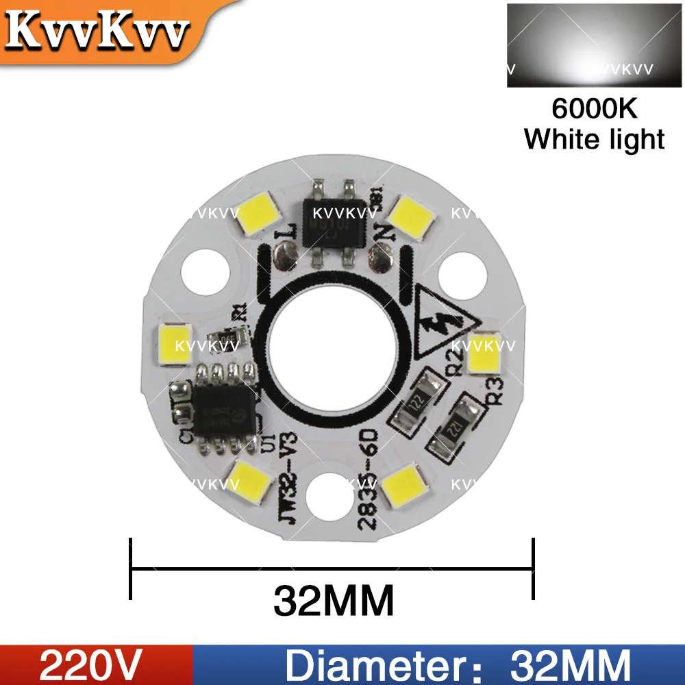 칩 다운라이트 스포트라이트를 교체하기에 적합한 내장형 드라이버 IC SMD2835가 포함된 AC220V LED 드라이버리스 3W 광원 보드