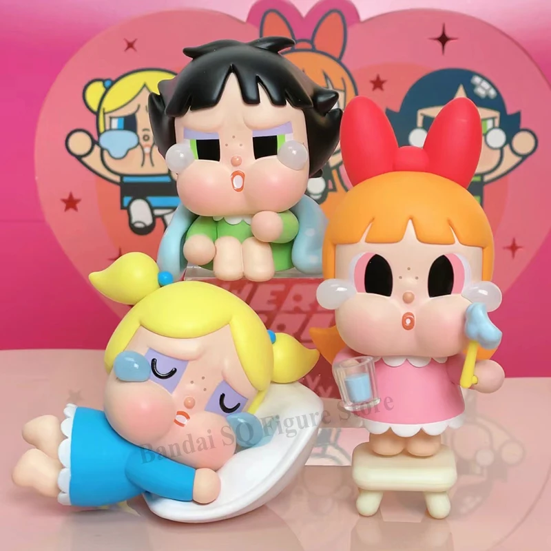 Pop mart crybaby x powerpuff meninas caixa cega flor bolhas