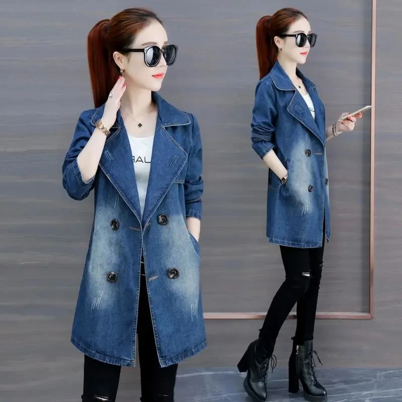 

2022 New Autumn Women's Denim Jacket Long Sleeve Overcoat Vintage Women Jacket Causal Female Jeans Coat Loose Outerwear S-5XL