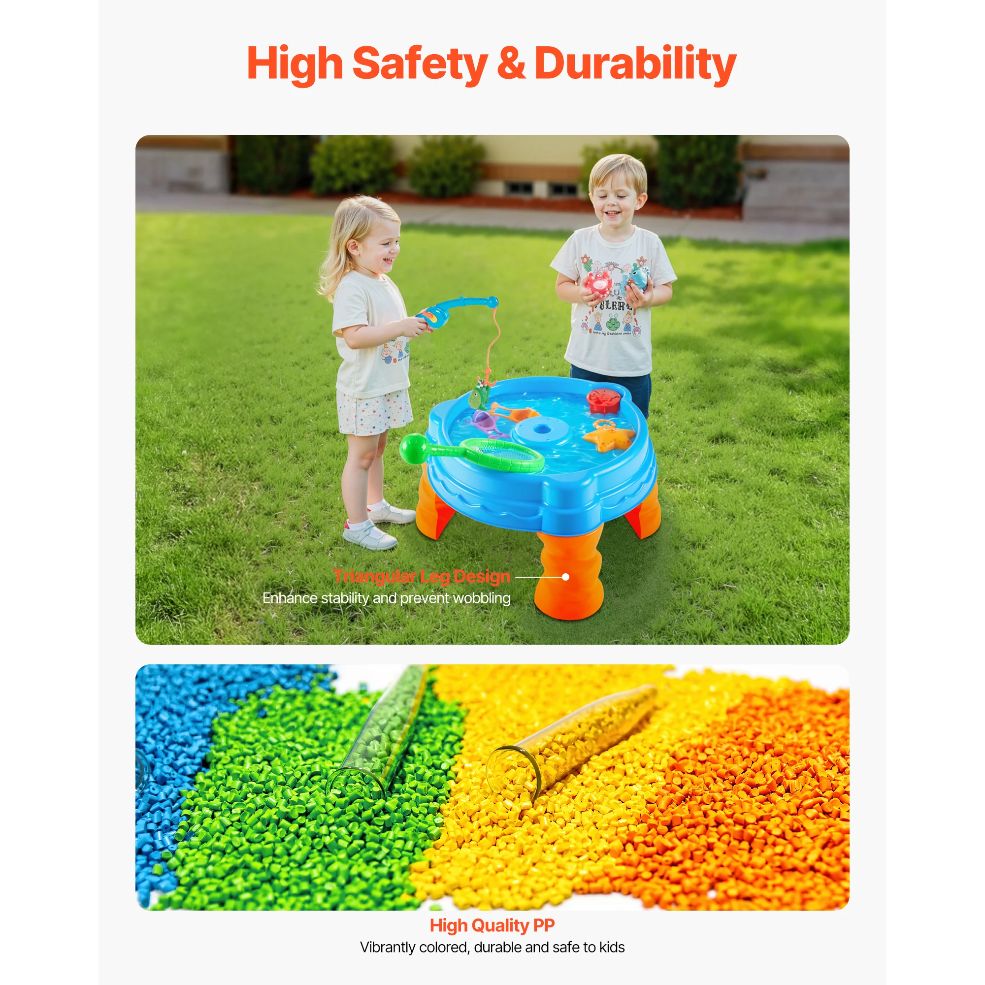 Kids Outdoor Water Table Playset with Fishing Game